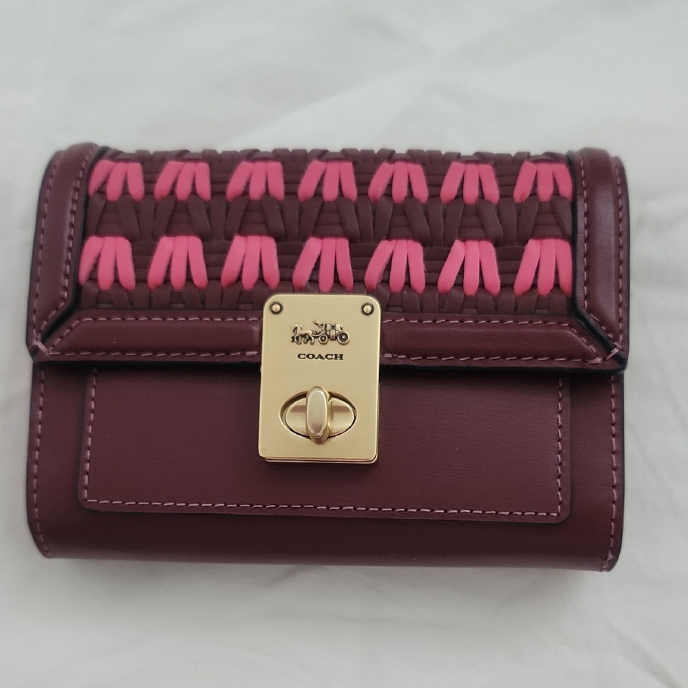 Coach Burgundy and Pink Women's Hutton Wallet